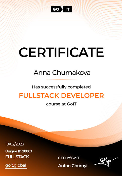 Full Stack Web Developer Certification - GoIT IT School